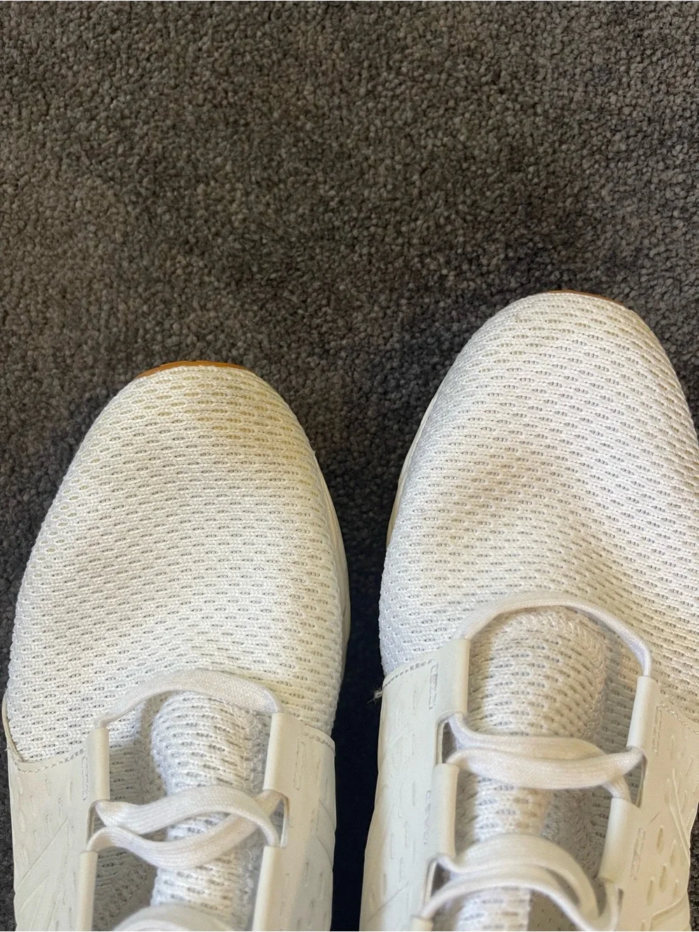New Balance White and Tan Running Sneakers